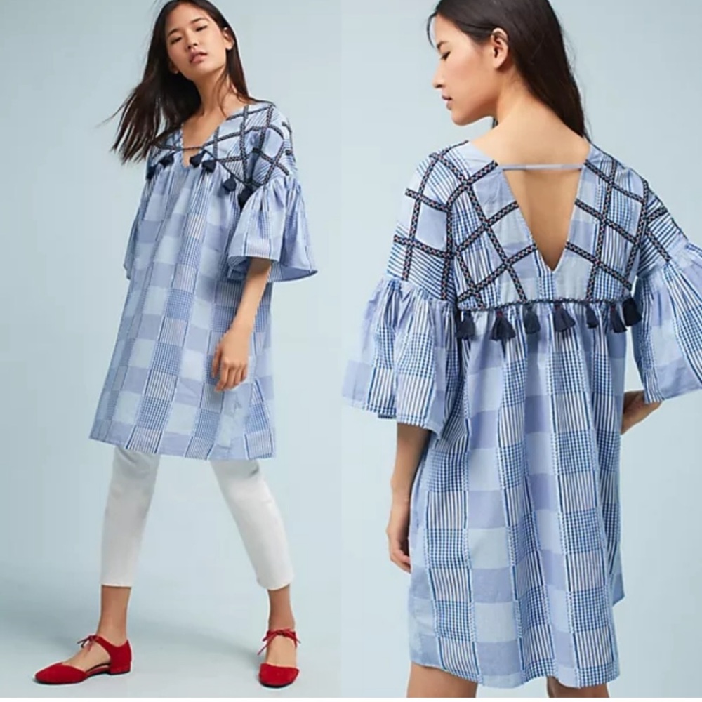 Anthropologie Maeve Tatum Embroidered Tunic Dress Size Medium